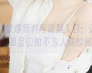 惊爆黑料网视频入口：让你一手掌握明星们的不为人知的秘密